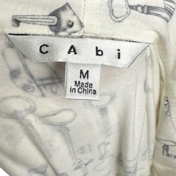Cabi Keys Please Blouse Ivory Neck Tie Locks Size Medium - Picture 9 of 10